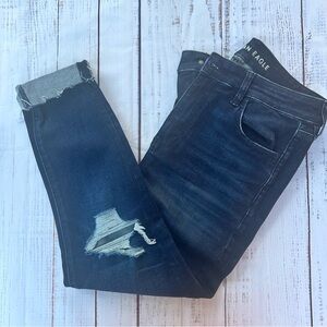 American Eagle Outfitters Dark Blue Distressed Jeans